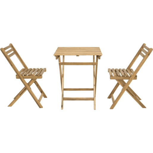Conjunto de mesa e cadeiras de jardim em madeira Aldo - 2 lugares - Castanho