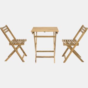 Conjunto de mesa e cadeiras de jardim em madeira Aldo - 2 lugares - Castanho