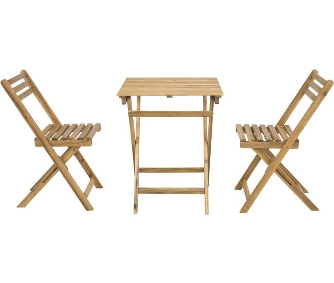 Conjunto de mesa y sillas de jardín de madera "aldo" - 2 plazas - marrón