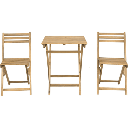 Conjunto de mesa e cadeiras de jardim em madeira Aldo - 2 lugares - Castanho