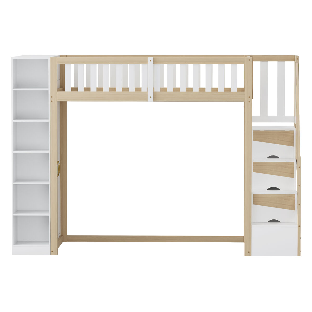 Cama alta para niños 290x96 Natural/ Blanco