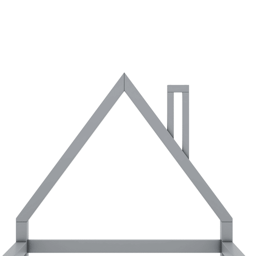 Cama infantil 90x200 cm - Cama baixa, em forma de casa, madeira de pinho, estilo simples - Cinza