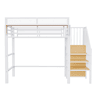 Cama alta 90x200 - Com escada de segurança e compartimento de arrumação flexível - Branco
