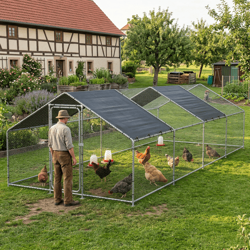 Gaiola de exterior Wels Voladero - 3 x 8 x 2 m - Prata e verde escuro pro.tec