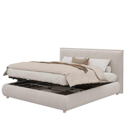 Cama de casal de veludo 180x200 cm com armazenamento,bege Cama de casal de veludo 180x200 cm com armazenamento,bege
