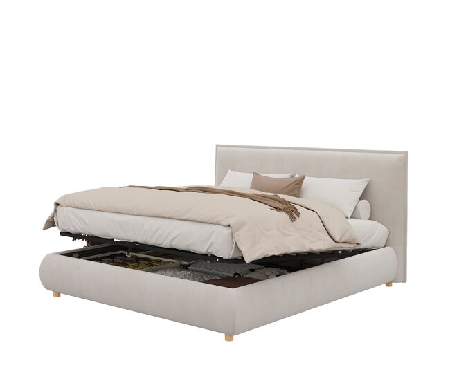Cama de matrimonio de terciopelo 180x200 cm con almacenaje,beige