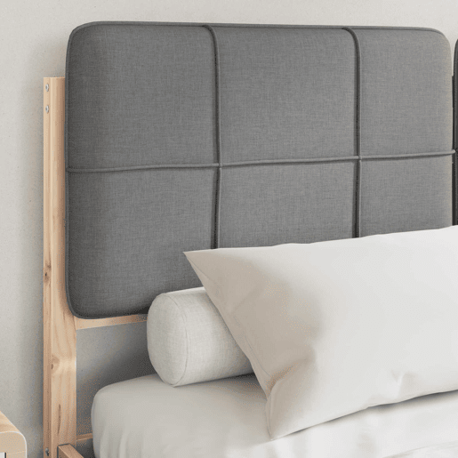 Estrutura de Cama de casal moderno com Cabeceira Estofada Cinzento-claro