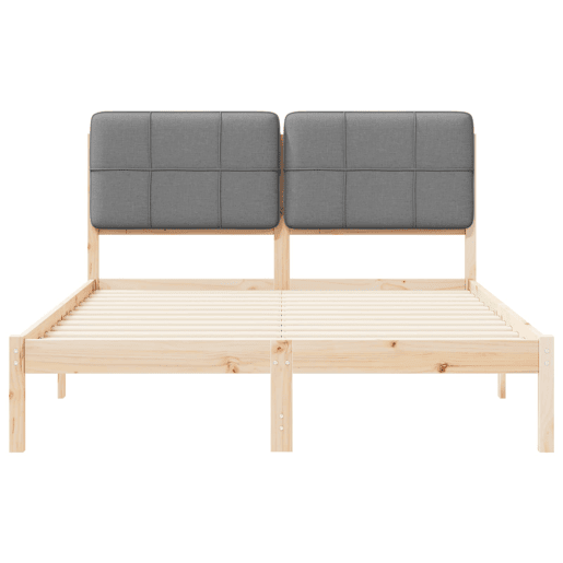 Estrutura de Cama de casal moderno com Cabeceira Estofada Cinzento-claro