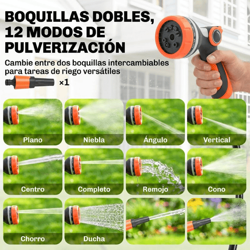 Outsunny Enrolador de Mangueira para Jardim 23+2 m com 12 Modos de Pulverização Carrete de Mangueira de Parede com Bloqueio Automático e Retração Controlada Suporte Orientável 180° Laranja