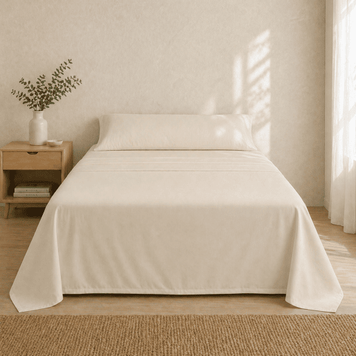 Jogo de Lençóis Bege Cama de 105cm 144 Fios Donegal Collections