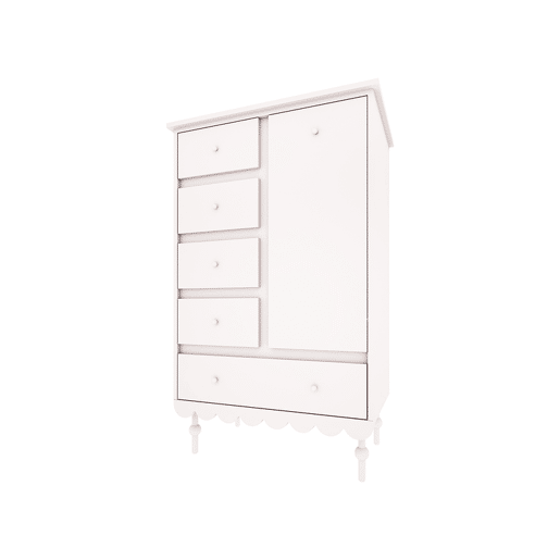 Cómoda 5 gavetas 1 porta Wood Luck Babushka Branco
