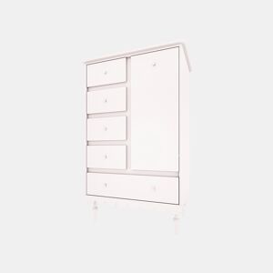 Cómoda 5 gavetas 1 porta Wood Luck Babushka Branco