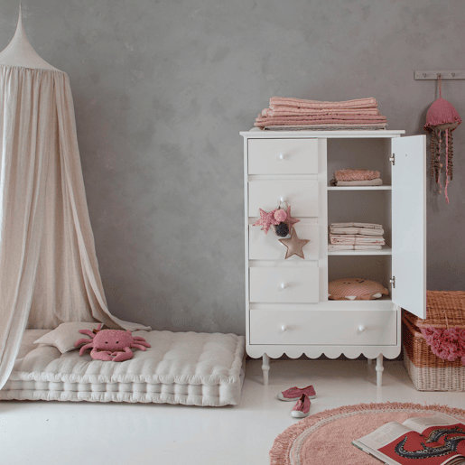 Cómoda 5 gavetas 1 porta Wood Luck Babushka Branco
