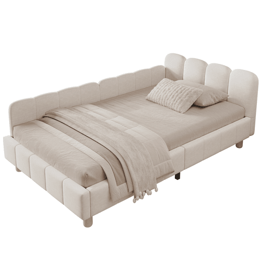Cama de solteiro de veludo 90x200 cm,bege