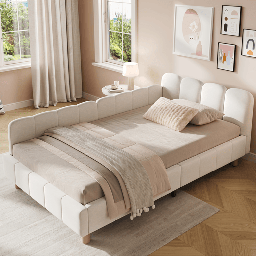Cama de solteiro de veludo 90x200 cm,bege