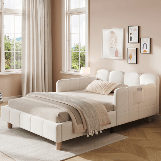 Cama de solteiro de veludo 90x200 cm,bege