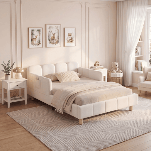 Cama de solteiro de veludo 90x200 cm,bege