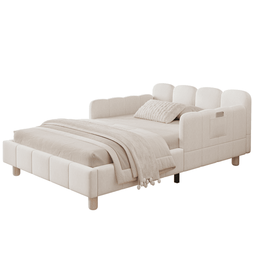 Cama de solteiro de veludo 90x200 cm,bege
