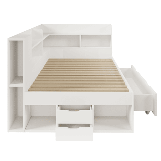 Cama extra 90x200 cm - LED, USB Tipo-C, armazenamento - branca Cama extra 90x200 cm - LED, USB Tipo-C, armazenamento - branca