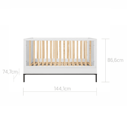 Berço evolutivo 70x140 Bellamy Lumi Branco e preto