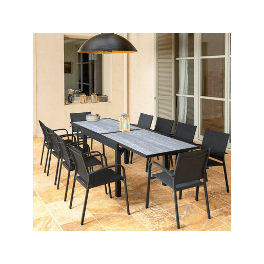 Mesa de jardim extensível em alumínio > - 200320 x 105 x 76 cm - Cinzento Mesa de jardim extensível em alumínio > - 200320 x 105 x 76 cm - Cinzento