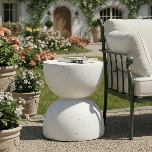 Mesa auxiliar exterior 45 cm - leve e prática, estilo moderno, para interior e exterior - branco terraço
