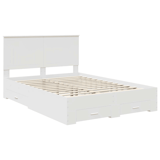 Estrutura De Cama De Casal Moderno - Branco 140 x 200 cm Madeira processada