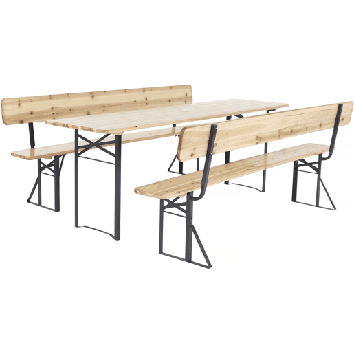 Conjunto de mobiliário de jardim Lisbon em madeira com encosto - 220 cm - Castanho