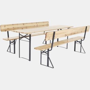 Conjunto de mobiliário de jardim Lisbon em madeira com encosto - 220 cm - Castanho