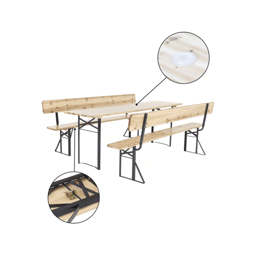 Conjunto de mobiliário de jardim Lisbon em madeira com encosto - 220 cm - Castanho