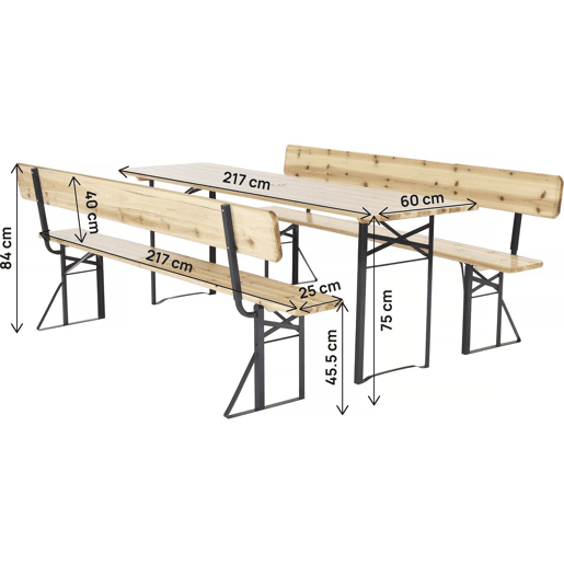 Conjunto de mobiliário de jardim Lisbon em madeira com encosto - 220 cm - Castanho