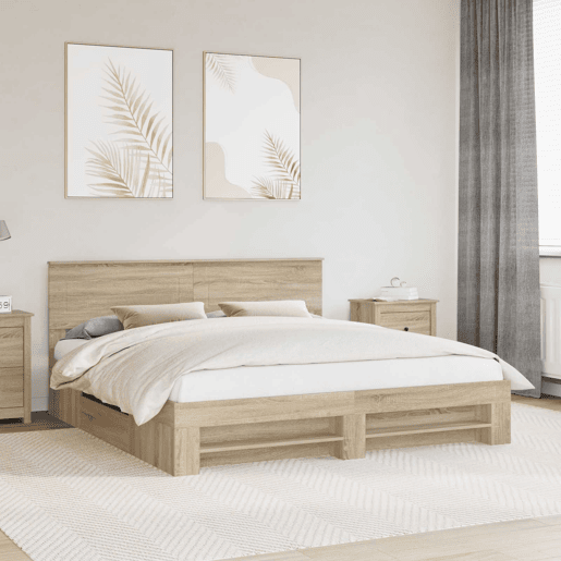Estrutura da Cama de casal moderno com cabeceira Carvalho Sonoma 180 x 200 cm