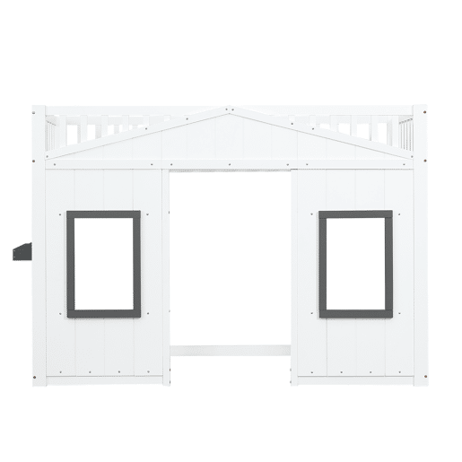 Beliche 90x200 cm - com escada, proteção lateral e janela - branco