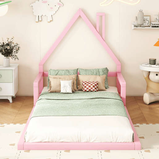 Cama de criança 90x200 cm - pinho maciço - Rosa