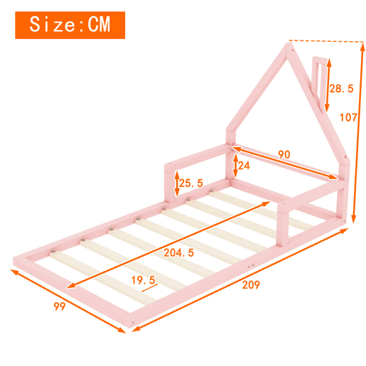 Cama de criança 90x200 cm - pinho maciço - Rosa