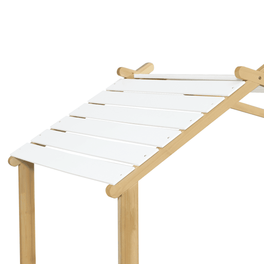 Cama infantil 90x200cm - Design de casa de madeira, ripas estáveis, design simples - Branco+Natural
