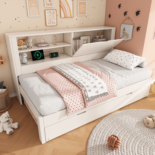 Cama gavetão de madeira maciça 90x200 cm,branco