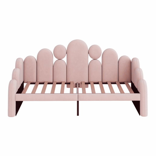 Sofá-cama estofado 180x200 - multifuncional 2 em 1, com cama para animais de estimação, tecido de veludo, base de colchão e encosto - rosa