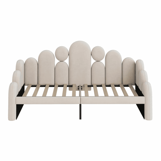 Sofá-cama 180x200 cm - 2 em 1 multifuncional com cama para animais de estimação, estofado em veludo, com base de colchão e encosto - Bege