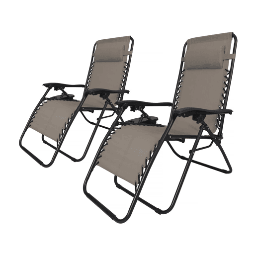 Conjunto de 2 cadeirões de jardim reclináveis de gravidade zero Sintra - Taupe