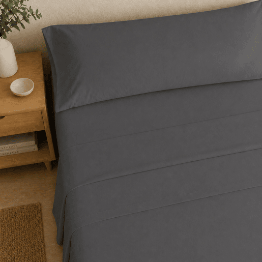 Jogo de Lençóis Cinza Scuro Cama de 180cm 144 Fios Donegal Collections