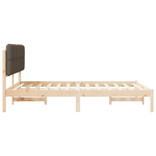 Estrutura de Cama de casal moderno com Cabeceira Estofada Cinzento-acastanhado