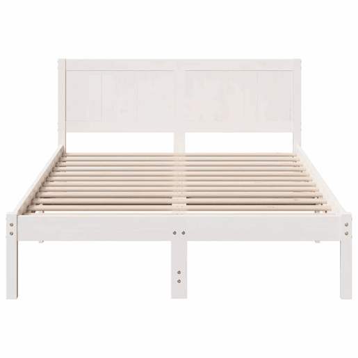 Estrutura De Cama De Casal Simple - Branco 140 x 190 cm Madeira de pinho maciça