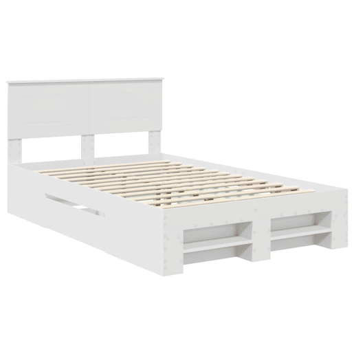 Estrutura De Cama De Casal Simple - Branco 137 x 203 cm Madeira processada