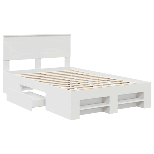 Estrutura De Cama De Casal Simple - Branco 137 x 203 cm Madeira processada