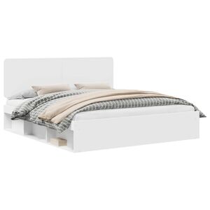 Estrutura de cama de casal com cabeceira king size - Branco 200 x 200 cm