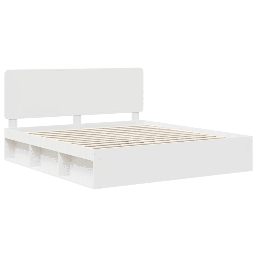 Estrutura de cama de casal com cabeceira king size - Branco 200 x 200 cm