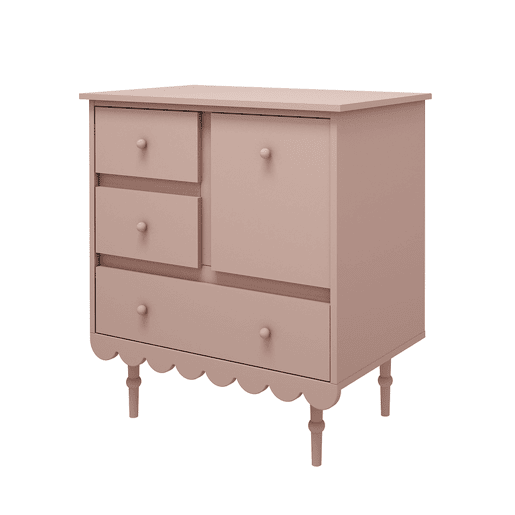 Cómoda 3 gavetas 1 porta Wood Luck Babushka Rosa