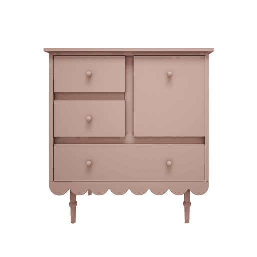 Cómoda 3 gavetas 1 porta Wood Luck Babushka Rosa