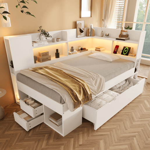 Cama de solteiro de veludo 90x200 cm com luz led,branco Cama de solteiro de veludo 90x200 cm com luz led,branco